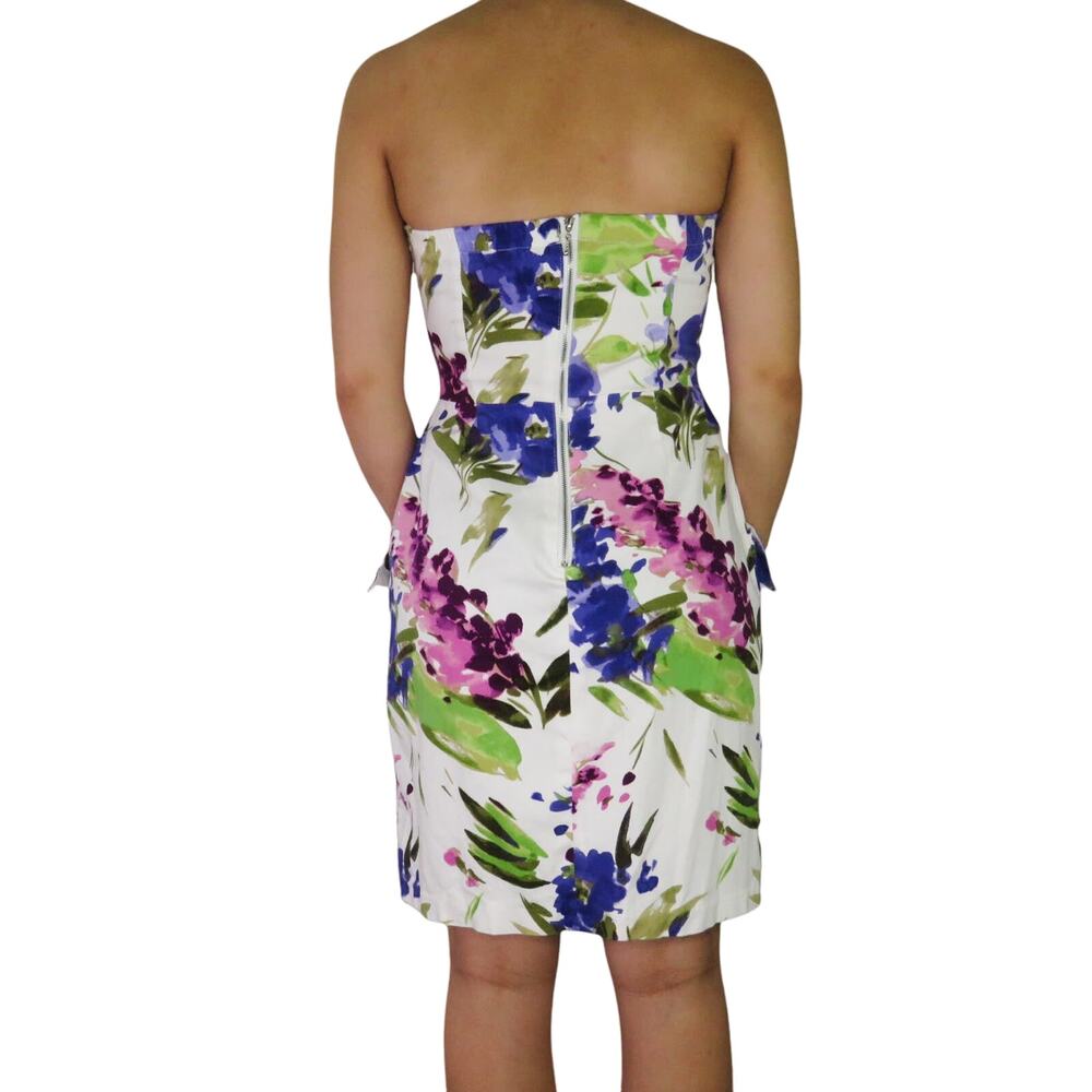 Y2k Snap Floral Strapless Purple Floral Strapless Sweetheart Mini Dress Medium - Picture 2 of 5